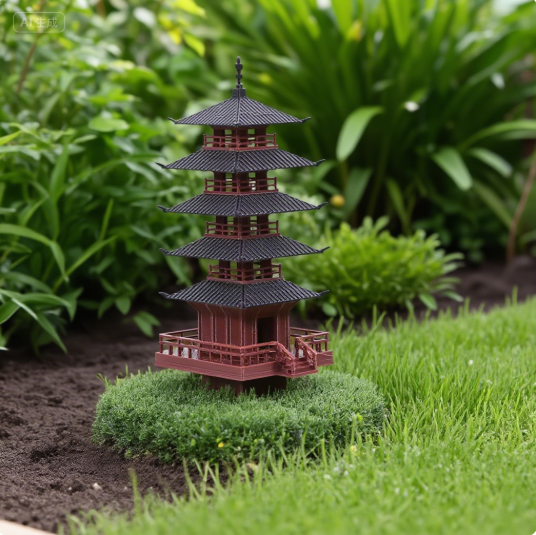 Bonsai Garden Ideas - 庭の水族館盆栽装飾ミニ塔像中国古代建物モデルパビリオン装飾シミュレーション像禅