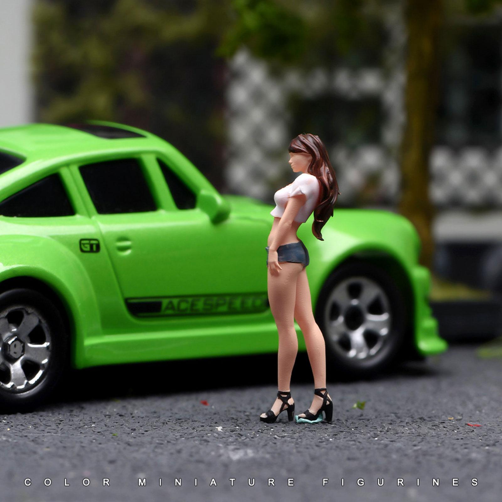 Bonsai Garden Ideas - 1/64スケール女性フィギュア樹脂製人物モデルリアルなディテール風景ロールプレイ用妖精の庭砂テーブル装飾用