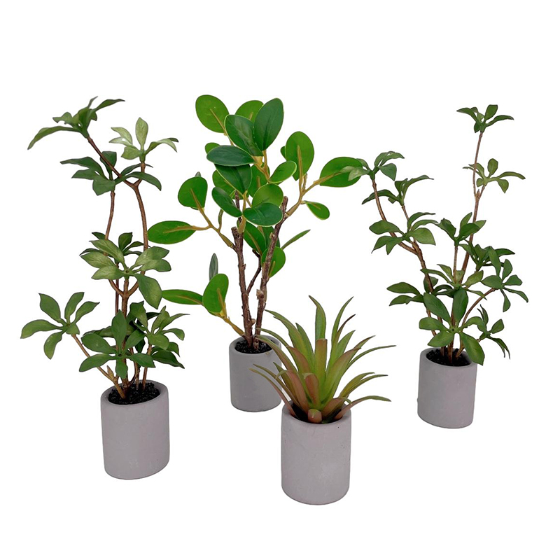 Bonsai Garden Ideas - ドールハウスミニチュア鉢植え、緑の葉のポット、盆栽、家の庭の装飾、おもちゃの人形、家の付属品、1:6