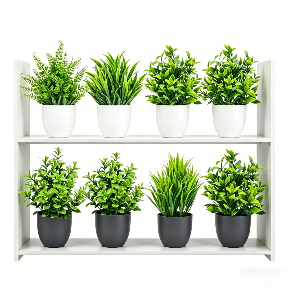 Bonsai Garden Ideas - 4個セット ミニ人工植物 鉢植え 室内/屋外装飾 グリーン盆栽 自宅/庭/オフィス/リビングルームの装飾飾り