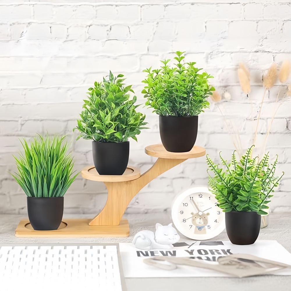 4個セット ミニ人工植物 鉢植え 室内/屋外装飾 グリーン盆 - Bonsai Garden Ideas のレビューと価格